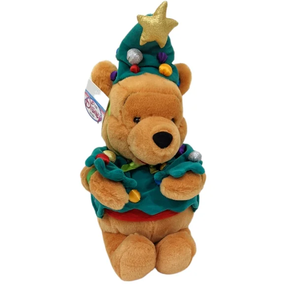 Vintage 90s Disney Store Winnie the Pooh Christmas Tree Plush Stuffed Animal NWT - Picture 8 of 8